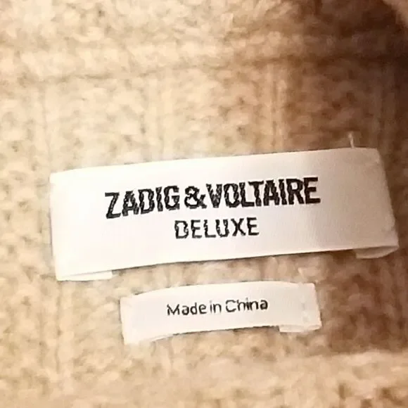 Zadig & Voltaire Poncho Cape Sleeve Cashmere Sweater Brown One Size Turtleneck - Picture 4 of 9